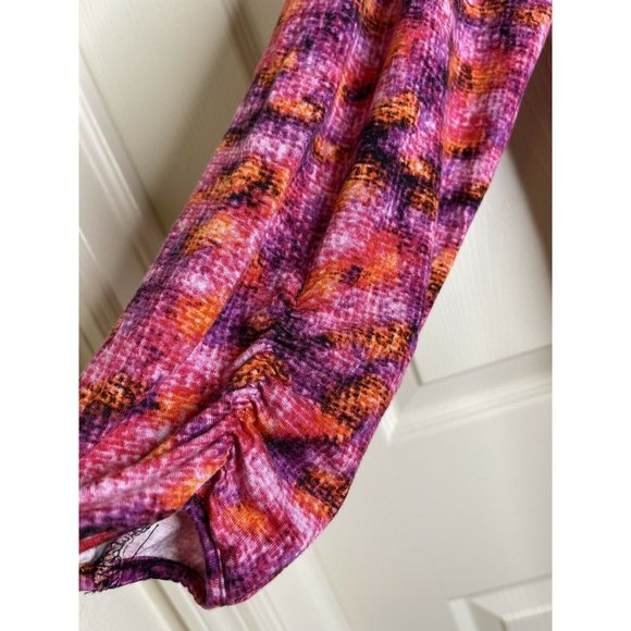 August Silk Top Womens Size XL Long Sleeve Purple Pink Coral Black Stretch Rayon - Picture 7 of 9